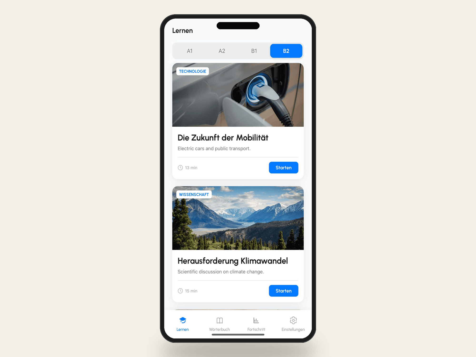 Einfach Deutsch — Mobile app — Mobile · React Native, screen 2 of 5