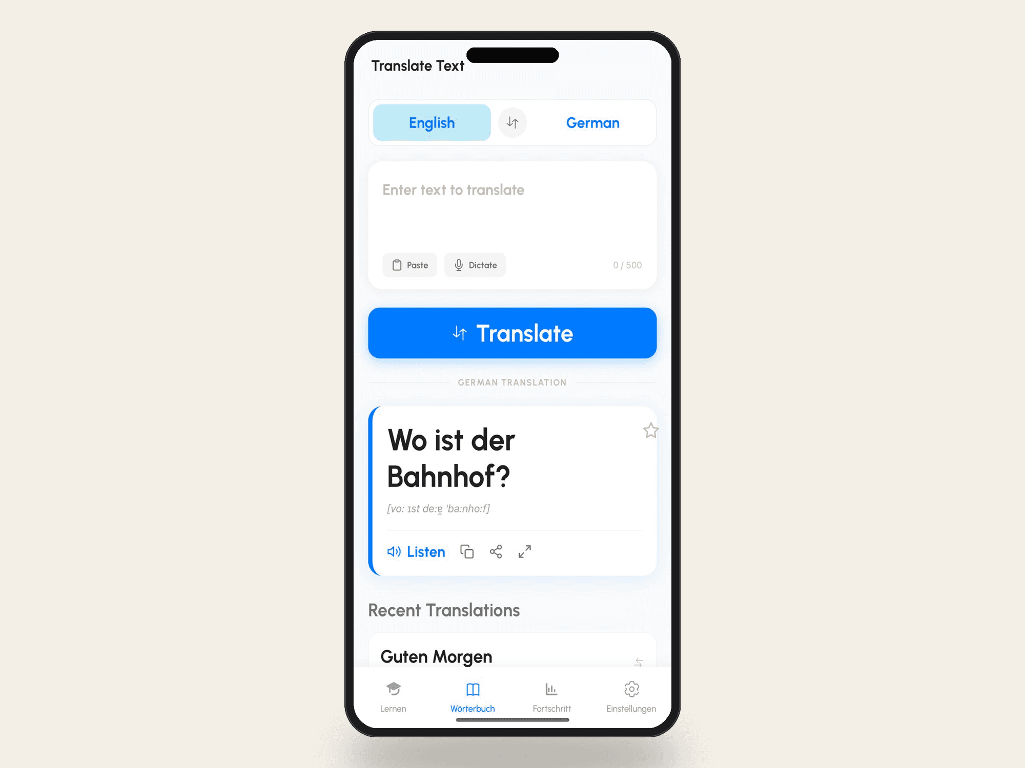 Einfach Deutsch — Mobile app — Mobile · React Native, screen 3 of 5