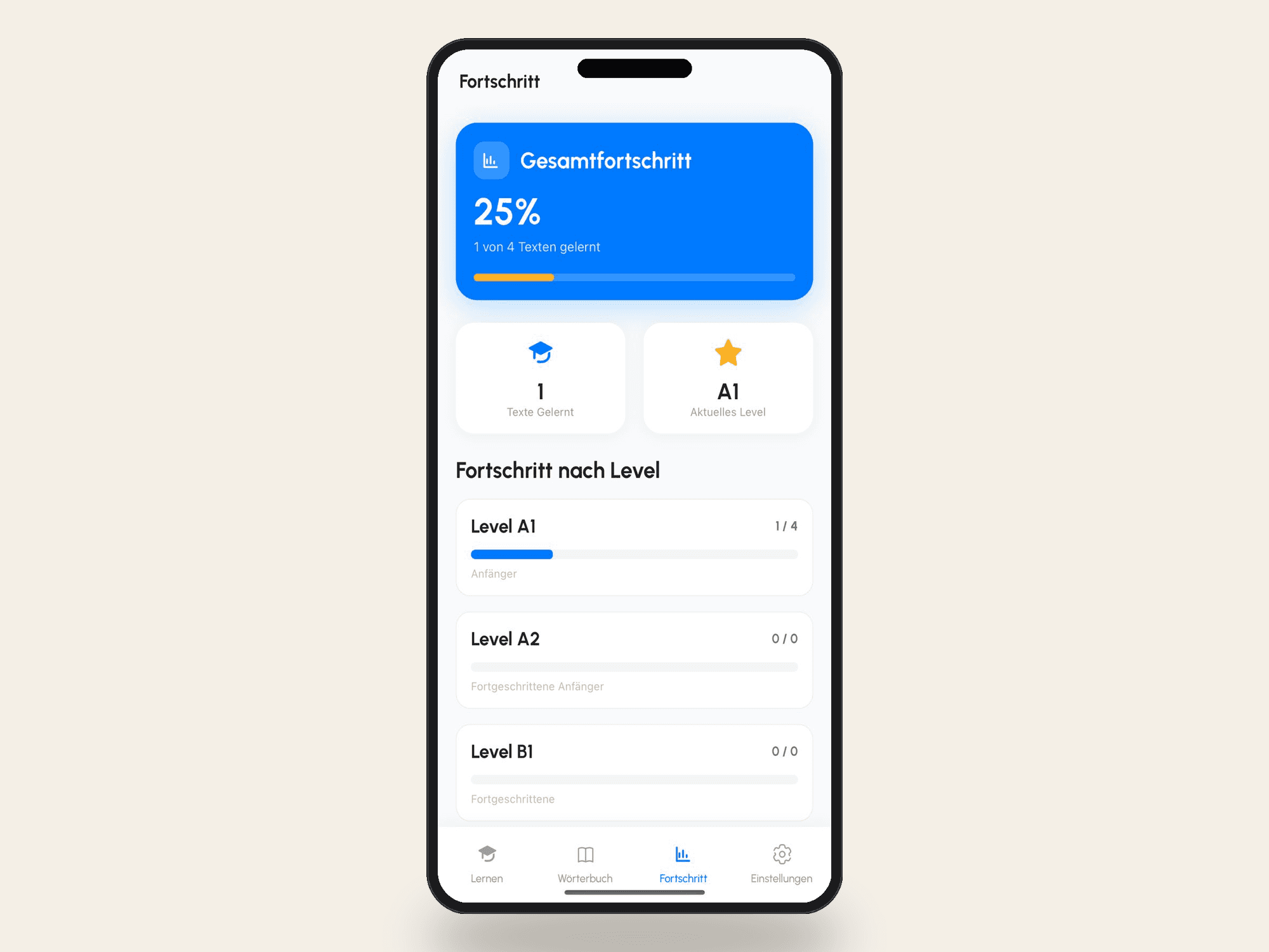 Einfach Deutsch — Mobile app — Mobile · React Native, screen 4 of 5