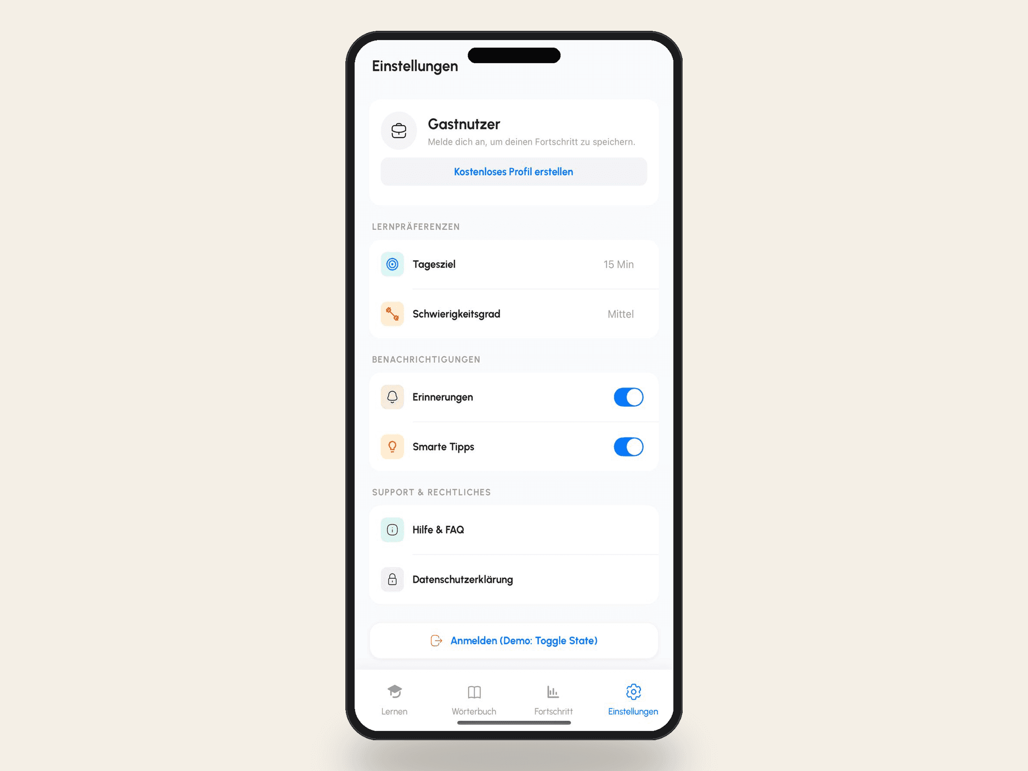 Einfach Deutsch — Mobile app — Mobile · React Native, screen 5 of 5
